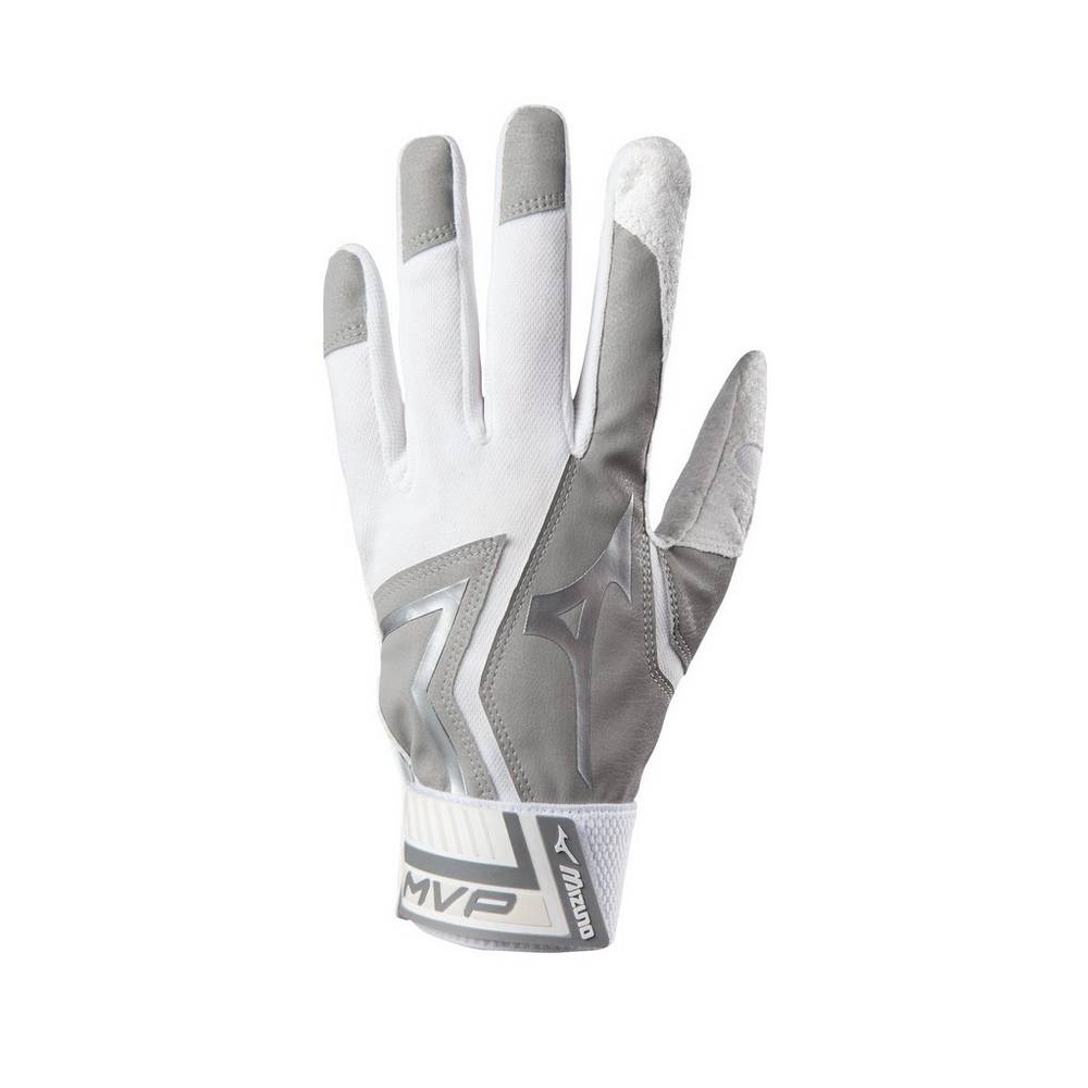 Mens Mizuno MVP Adult Baseball Batting Gloves White Philippines (PRACOB891)